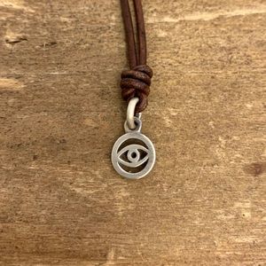 Poor Cat Evil Eye Pendant on Leather Necklace